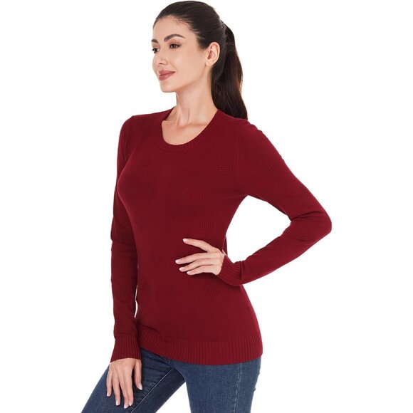 Women Knit Sweater Crew Neck Long Sleeve Casual Basic Pullover Lightweight - Picture 4 of 4